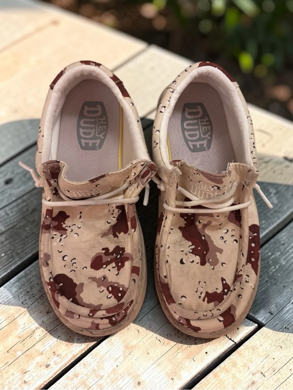 Hey Dude Wally Youth Desert Camo Slip-On Shoes Kids Size 2